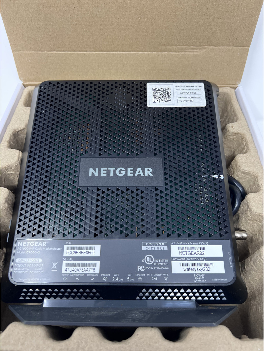 NETGEAR Nighthawk AC1900 4 Wi-Fi Modem Router Combo Xfinity C7000v2